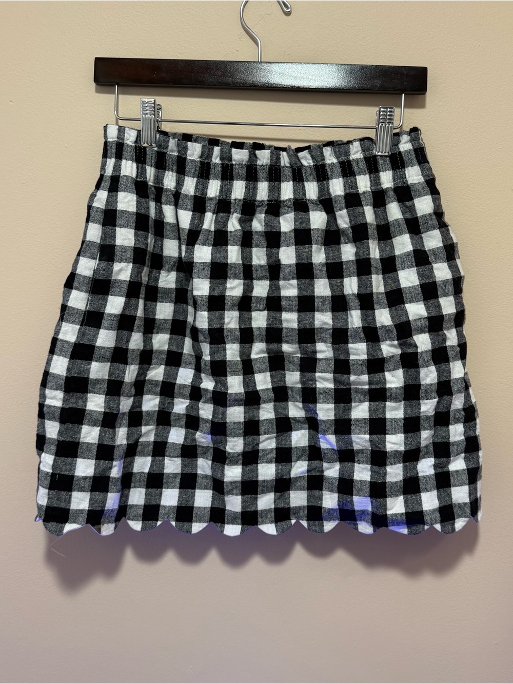 J crew linen gingham mini skirt